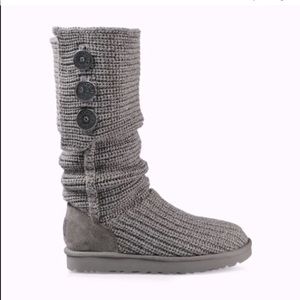 UGG Grey Cardy Knit Sweater Boots